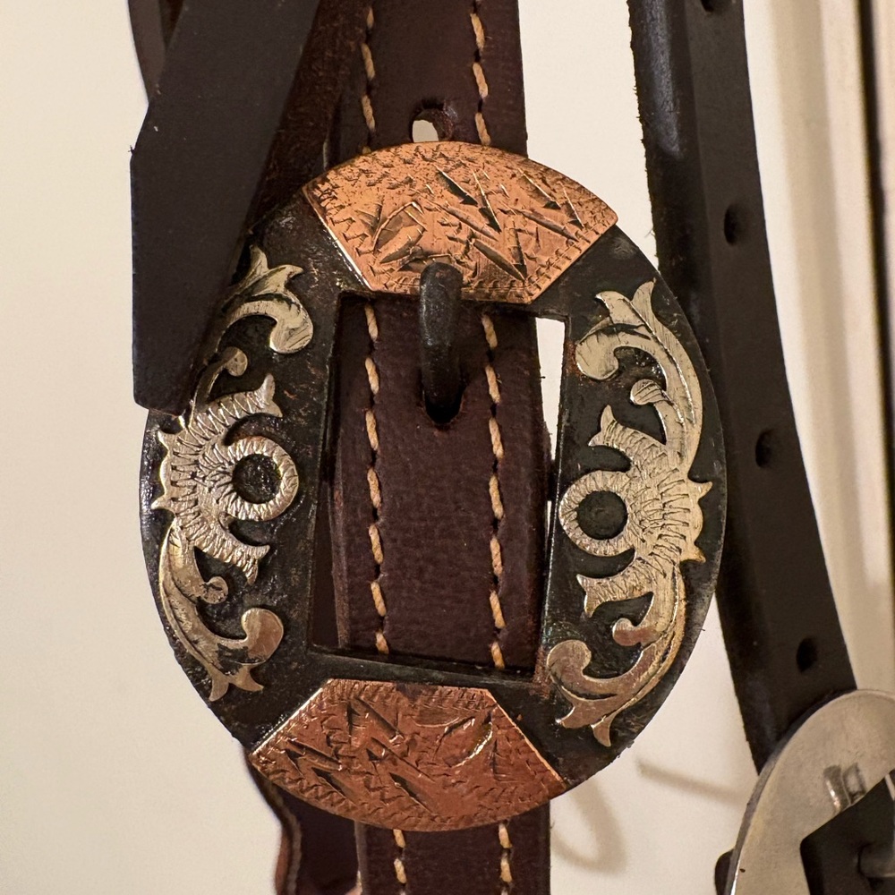 Handmade in Texas- Genuine Dark Leather Browband Western Headstall, Brand New - Picture 9 of 10